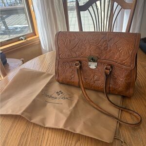 Patricia Nash Cognac Floral Leather Bag